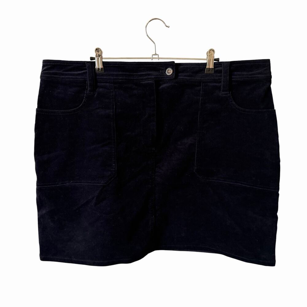 BODEN Womens US 16 / 18 R Corduroy Pencil Skirt Dark Blue Mini Pockets Stretch